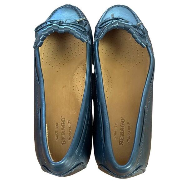 Sebago Meriden Kiltie Navy Leather Womens Driving Loafers Flats Slip On Shoes 10 - Picture 10 of 16